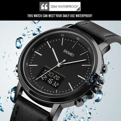 SKMEI 1652 Dual Movement Sports Leather Alloy Male Watch, Rose Gold Shell White Machine, Rose Gold Shell Black Machine, Gold Shell Black Machine, Black Shell Black Machine, Silver Shell White Machine, Silver Shell Black Machine