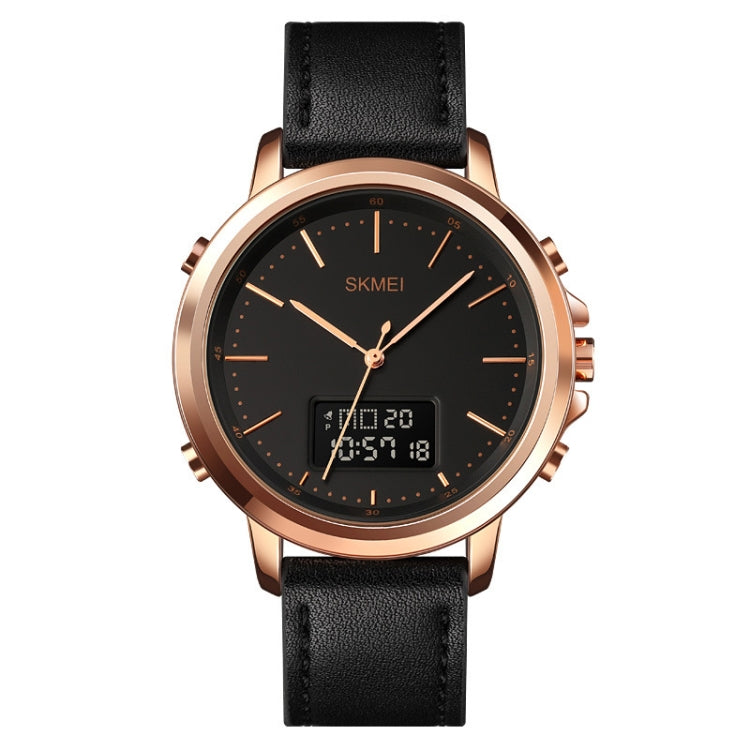 SKMEI 1652 Dual Movement Sports Leather Alloy Male Watch, Rose Gold Shell White Machine, Rose Gold Shell Black Machine, Gold Shell Black Machine, Black Shell Black Machine, Silver Shell White Machine, Silver Shell Black Machine