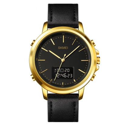 SKMEI 1652 Dual Movement Sports Leather Alloy Male Watch, Rose Gold Shell White Machine, Rose Gold Shell Black Machine, Gold Shell Black Machine, Black Shell Black Machine, Silver Shell White Machine, Silver Shell Black Machine