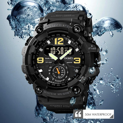 SKMEI 1637 Sports Digital Display Outdoor Shockproof Plastic Large Dial Men Watch, Black, Army Green, Blue Camouflage, Army Green Camouflage, Gray Black