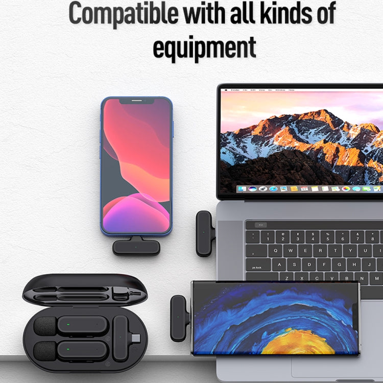 Wireless Lavalier Microphone With Charging Box Noise Reduction Video Record Mic,Spec:, K63 One To Two  Type-C Interface, K63 One To Two  8 Pin Interface, K61 One To  One Type-C Interface, K61 One To  One 8 Pin Interface