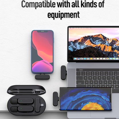 Wireless Lavalier Microphone With Charging Box Noise Reduction Video Record Mic,Spec:, K63 One To Two  Type-C Interface, K63 One To Two  8 Pin Interface, K61 One To  One Type-C Interface, K61 One To  One 8 Pin Interface