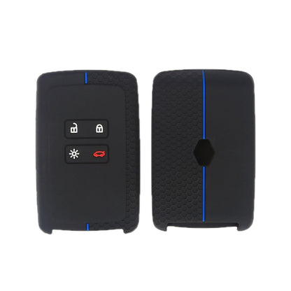 For Renault Koleos/Megane 2pcs 4 Button Honeycomb Pattern Silicone Key Cover, Black Red Line, Red White Line, Sea Blue Black Line, Dark Gray Black Line, White Black Line, Black Blue Line, Black White Line