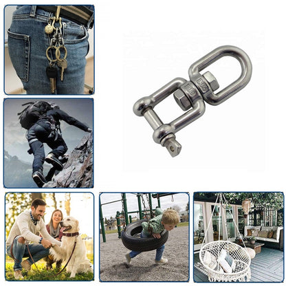 304 Stainless Steel 360 Degree Rotating 8-Shaped Chain Snap Ring Connecting Hook Swivel, M8, M10, M12