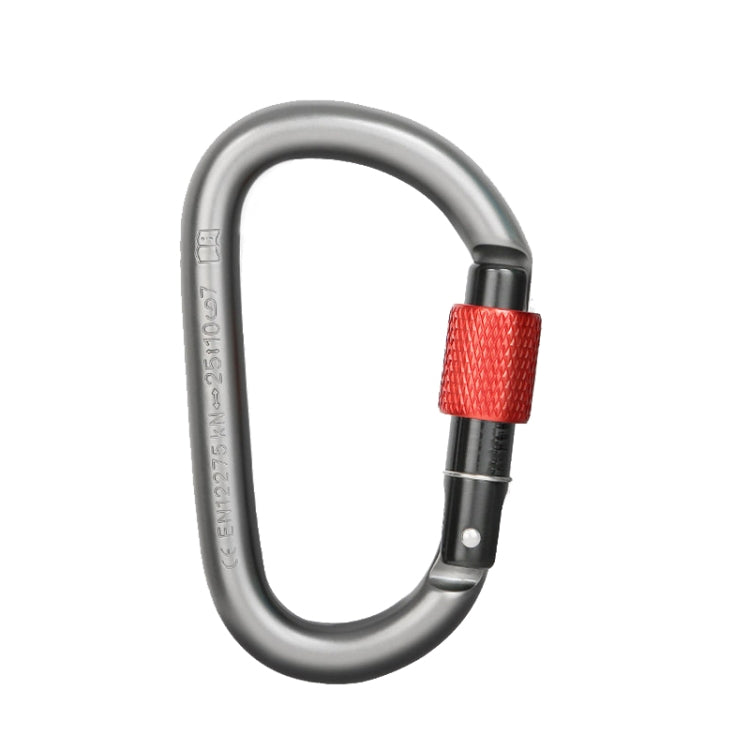 Xinda 25kN Climbing Carabiner Aluminum Alloy D-Shape Screw Gates Lock, 25kN Carabiner (Gray), 25kN Carabiner (Black)