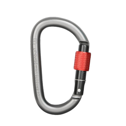 Xinda 25kN Climbing Carabiner Aluminum Alloy D-Shape Screw Gates Lock, 25kN Carabiner (Gray), 25kN Carabiner (Black)