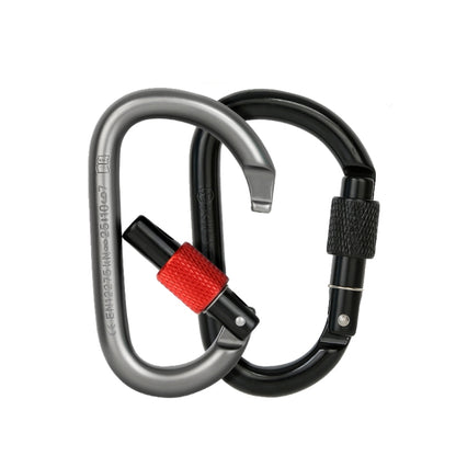 Xinda 25kN Climbing Carabiner Aluminum Alloy D-Shape Screw Gates Lock, 25kN Carabiner (Gray), 25kN Carabiner (Black)