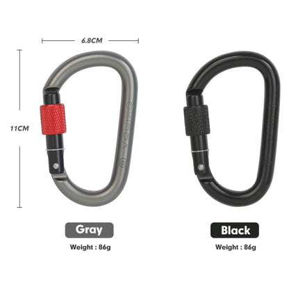 Xinda 25kN Climbing Carabiner Aluminum Alloy D-Shape Screw Gates Lock, 25kN Carabiner (Gray), 25kN Carabiner (Black)