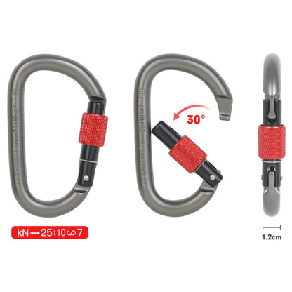 Xinda 25kN Climbing Carabiner Aluminum Alloy D-Shape Screw Gates Lock, 25kN Carabiner (Gray), 25kN Carabiner (Black)