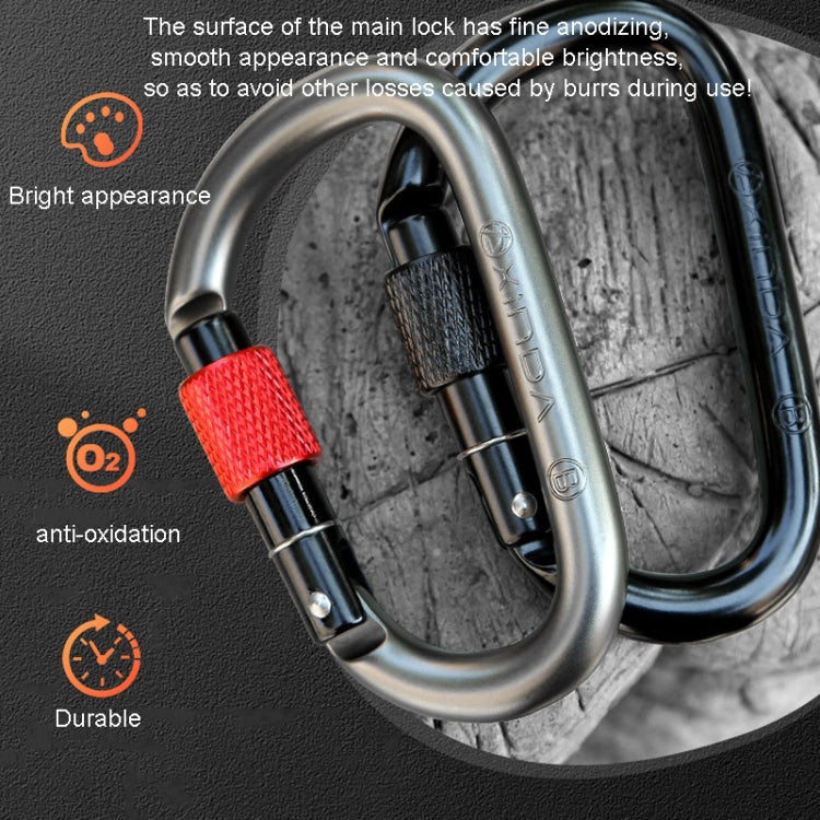 Xinda 25kN Climbing Carabiner Aluminum Alloy D-Shape Screw Gates Lock, 25kN Carabiner (Gray), 25kN Carabiner (Black)