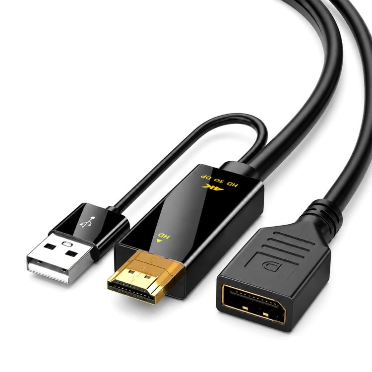 4K 60Hz HDMI To DP Adapter With Power Supply HD Converter, H146 25cm, H147 180cm