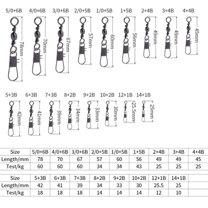 HENGJIA SS007 50pcs/bag B-pin Connector 8 Shape Swivel Loop Accessories, 1/0+5B (60mm), 2/0+5B (57mm), 3/0+6B (67mm), 4/0+6B (70mm), 5/0+6B (78mm), 1+5B (56mm), 2+4B (49mm), 3+4B (49mm), 4+4B (45mm), 5+3B (42mm), 6+3B (41mm), 7+3B (39mm), 8+2B (34mm)