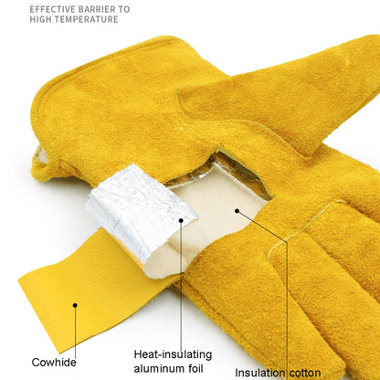 A2421 Cowhide High Temperature Welding Gloves Insulated Aluminum Foil Anti-Heat Gloves, A2421 M, A2421 L, A2421 XL