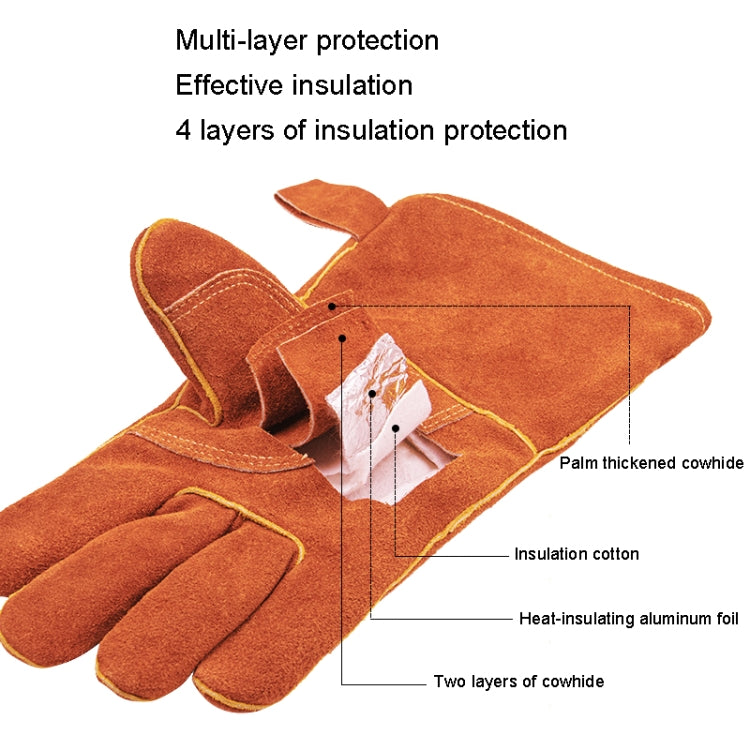 Cowhide High Temperature Resistant Welding Flame Retardant Anti-slip Insulation Gloves, A2416