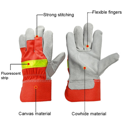 Cowhide Firefighting Gloves Gardening Protection Labor Welding Gloves, A2604