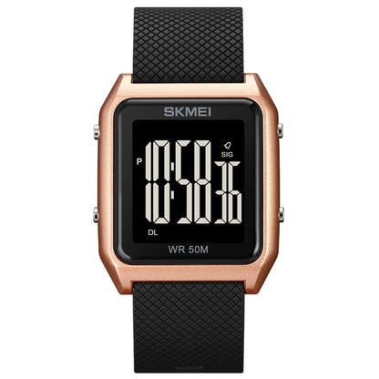 SKMEI 1866 Square Large Screen Men Steel Belt Multi-function Night Light Alarm Clock Watch, 1866, 1866 Rose Gold White Machine, 1866 Rose Gold Black Machine, 1866 Gold White Machine, 1866 Gold Black Machine, 1866 Silver White Machine                   ...