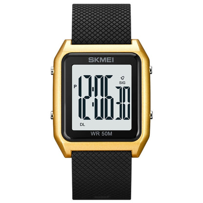 SKMEI 1866 Square Large Screen Men Steel Belt Multi-function Night Light Alarm Clock Watch, 1866, 1866 Rose Gold White Machine, 1866 Rose Gold Black Machine, 1866 Gold White Machine, 1866 Gold Black Machine, 1866 Silver White Machine                   ...