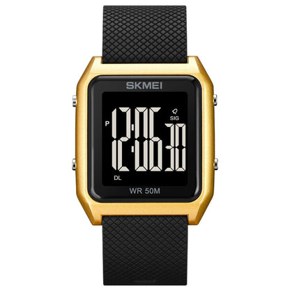 SKMEI 1866 Square Large Screen Men Steel Belt Multi-function Night Light Alarm Clock Watch, 1866, 1866 Rose Gold White Machine, 1866 Rose Gold Black Machine, 1866 Gold White Machine, 1866 Gold Black Machine, 1866 Silver White Machine                   ...