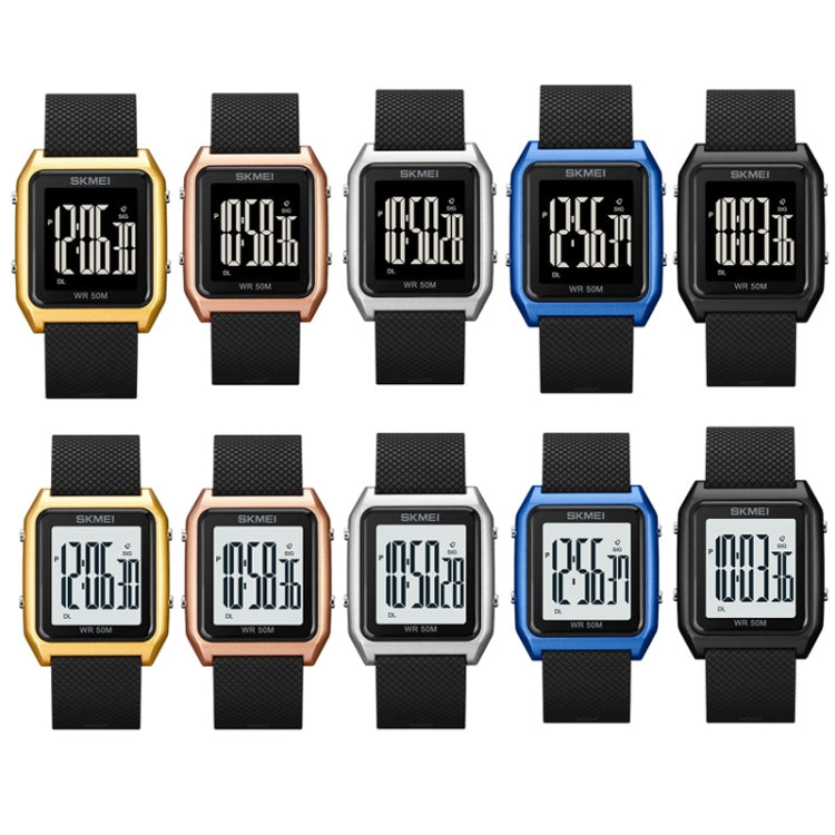 SKMEI 1866 Square Large Screen Men Steel Belt Multi-function Night Light Alarm Clock Watch, 1866, 1866 Rose Gold White Machine, 1866 Rose Gold Black Machine, 1866 Gold White Machine, 1866 Gold Black Machine, 1866 Silver White Machine