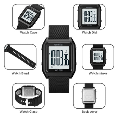 SKMEI 1866 Square Large Screen Men Steel Belt Multi-function Night Light Alarm Clock Watch, 1866, 1866 Rose Gold White Machine, 1866 Rose Gold Black Machine, 1866 Gold White Machine, 1866 Gold Black Machine, 1866 Silver White Machine                   ...