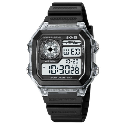 SKMEI 1998 Transparent Shell Ice Sensor Outdoor Sports Waterproof Multi-function Watch, 1998 Black, 1998 White