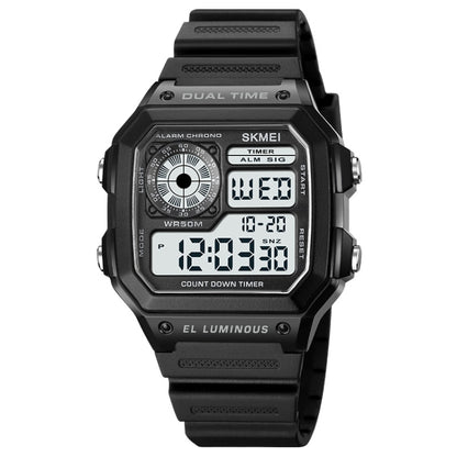 SKMEI 1998 Transparent Shell Ice Sensor Outdoor Sports Waterproof Multi-function Watch, 1998 Black, 1998 White