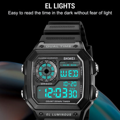 SKMEI 1998 Transparent Shell Ice Sensor Outdoor Sports Waterproof Multi-function Watch, 1998 Black, 1998 White