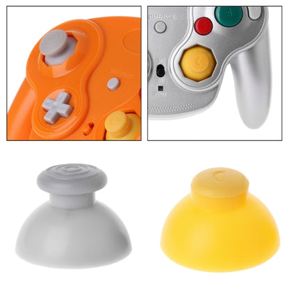 For Nintendo Gamecube NGC Controller 10pcs Joystick Cap Replacement Parts, Yellow, Grey