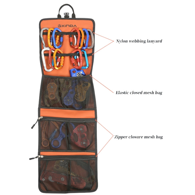 XINDA 320T Nylon Bag Waterproof Wear-resistant Quickdraws Climbing Tool Equipment Storage Bag, Climbing Tool Bag