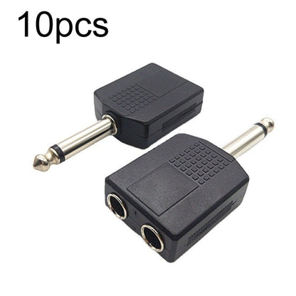 10pcs 6.5mm Male Mono To Dual 6.5mm Female Audio Conversion Connector, 6.5mm Male To Dual 6.5mm Female