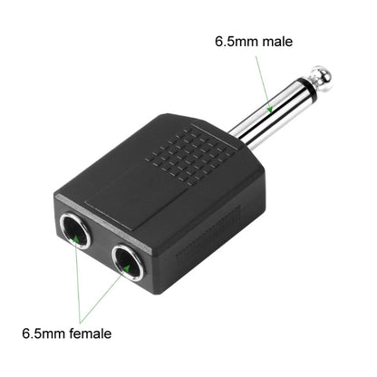 10pcs 6.5mm Male Mono To Dual 6.5mm Female Audio Conversion Connector, 6.5mm Male To Dual 6.5mm Female