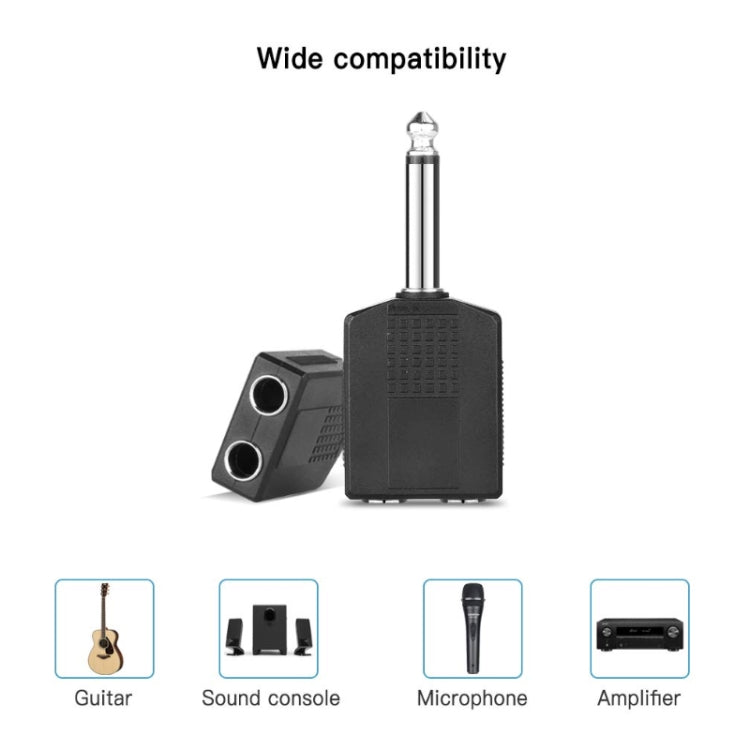 10pcs 6.5mm Male Mono To Dual 6.5mm Female Audio Conversion Connector, 6.5mm Male To Dual 6.5mm Female