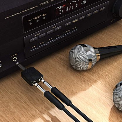 10pcs 6.5mm Male Mono To Dual 6.5mm Female Audio Conversion Connector, 6.5mm Male To Dual 6.5mm Female