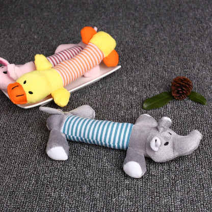 Animal Cute Long Striped Plush Sounding Pet Toy, Elephant, Pig, Duck