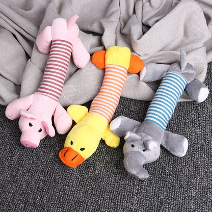 Animal Cute Long Striped Plush Sounding Pet Toy, Elephant, Pig, Duck