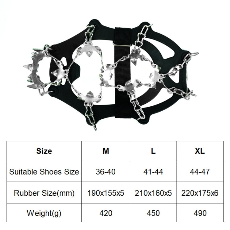 24 Teeth Outdoor Snow Anti-slip Ice Claws 201 Stainless Steel Anti-slip Shoe Cover, M, L, XL