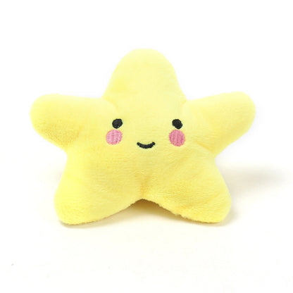 3pcs Pet Teething Toy Plush Starfish Sounding Toy, Yellow, Green, Pink
