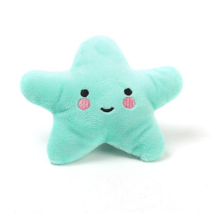 3pcs Pet Teething Toy Plush Starfish Sounding Toy, Yellow, Green, Pink