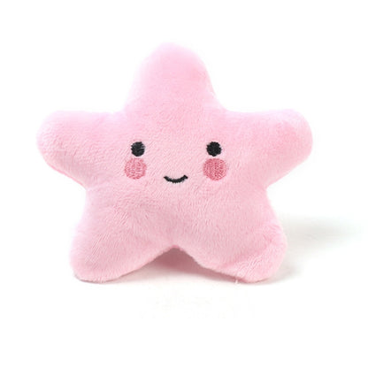 3pcs Pet Teething Toy Plush Starfish Sounding Toy, Yellow, Green, Pink