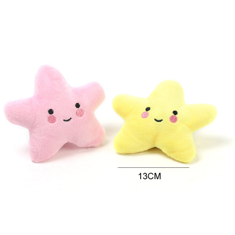 3pcs Pet Teething Toy Plush Starfish Sounding Toy, Yellow, Green, Pink
