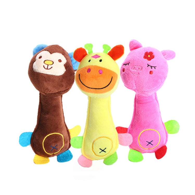 Dog Toys Plush Sound Toys Bite Resistant Teething Dog Supplies, Monkey, Pig, Deer