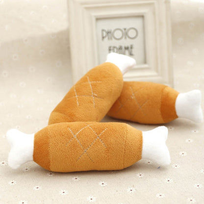 2pcs Bone Chicken Drumstick Plush Toys Sounding Pet Toys, Chicken Bone