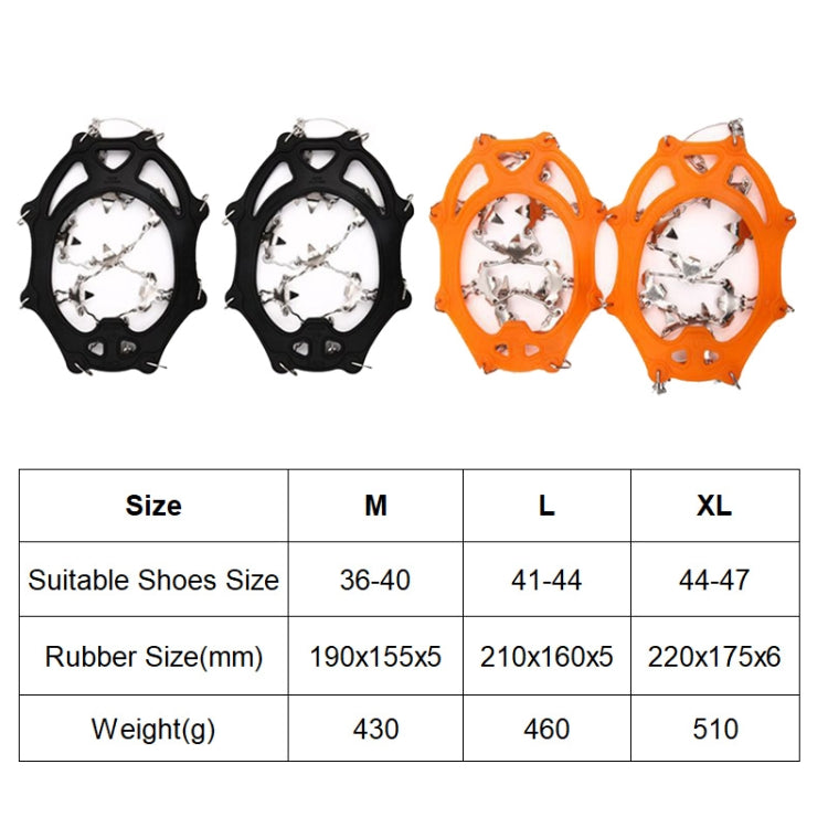 F26-2 26 Teeth Snow Mountain Non-slip Shoes Cover 201 Stainless Steel Ice Claws, Size:, M Black, L Black, XL Black, M Orange, L Orange, XL Orange