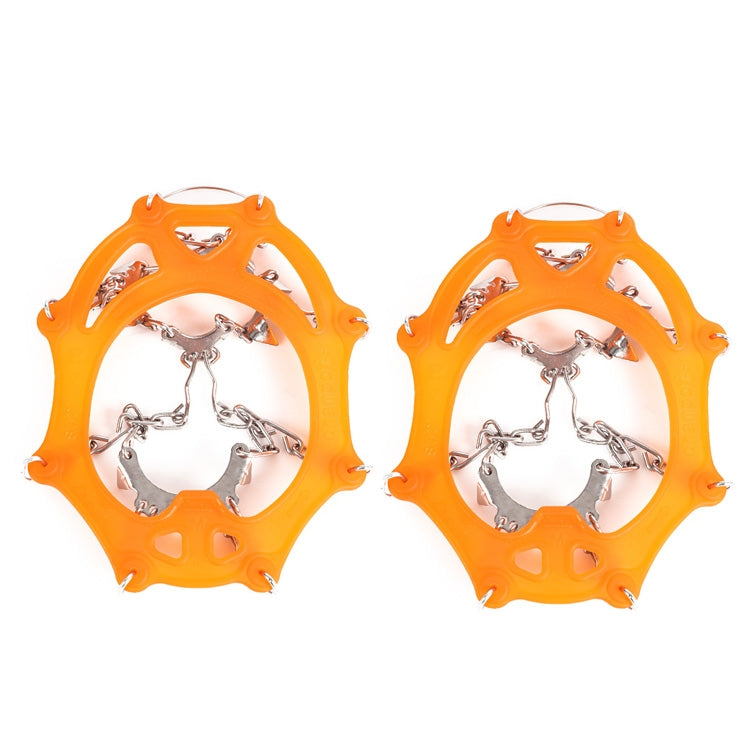 F11-1 11 Teeth 201 Stainless Steel Outdoor Snow and Ice Mountaineering Non-slip Shoes Cover, 11 Teeth (M Orange), 11 Teeth (M Black), 11 Teeth (L Orange), 11 Teeth (L Black)