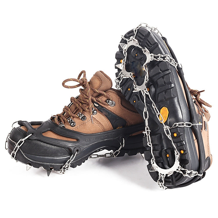 F11-1 11 Teeth 201 Stainless Steel Outdoor Snow and Ice Mountaineering Non-slip Shoes Cover, 11 Teeth (M Orange), 11 Teeth (M Black), 11 Teeth (L Orange), 11 Teeth (L Black)