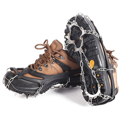 F11-1 11 Teeth 201 Stainless Steel Outdoor Snow and Ice Mountaineering Non-slip Shoes Cover, 11 Teeth (L Orange), 11 Teeth (L Black), 11 Teeth (M Orange), 11 Teeth (M Black)
