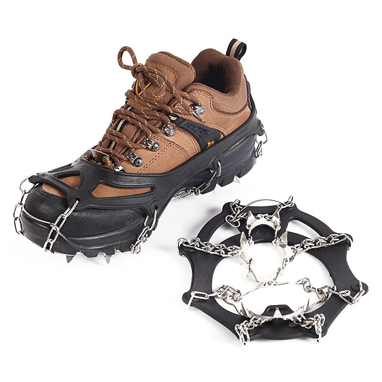 F11-1 11 Teeth 201 Stainless Steel Outdoor Snow and Ice Mountaineering Non-slip Shoes Cover, 11 Teeth (M Orange), 11 Teeth (M Black), 11 Teeth (L Orange), 11 Teeth (L Black)
