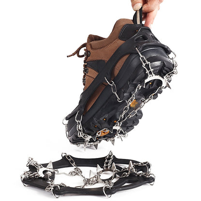 F11-1 11 Teeth 201 Stainless Steel Outdoor Snow and Ice Mountaineering Non-slip Shoes Cover, 11 Teeth (L Orange), 11 Teeth (L Black), 11 Teeth (M Orange), 11 Teeth (M Black)