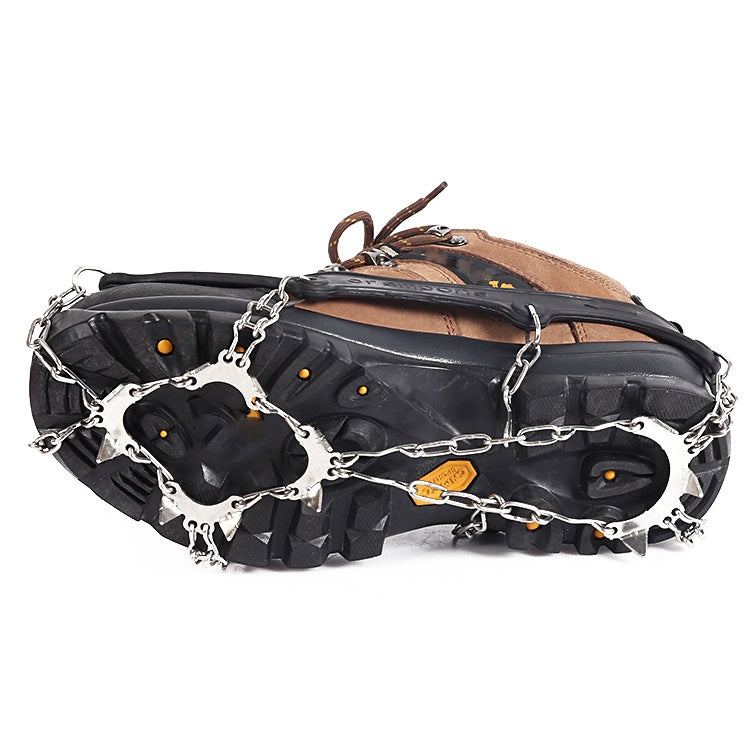 F11-1 11 Teeth 201 Stainless Steel Outdoor Snow and Ice Mountaineering Non-slip Shoes Cover, 11 Teeth (L Orange), 11 Teeth (L Black), 11 Teeth (M Orange), 11 Teeth (M Black)