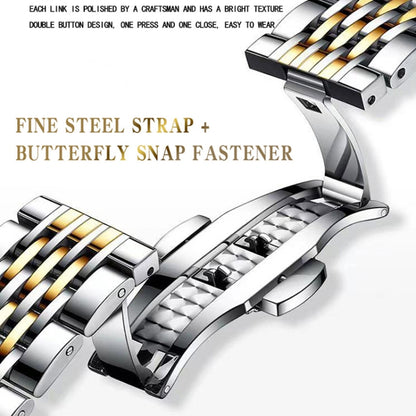 BINBOND B2077 30M Waterproof Quartz Luminous Watch Butterfly Buckle Men's Steel Belt Watch